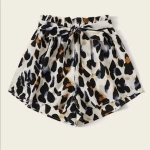 Leopard print paperbag shorts